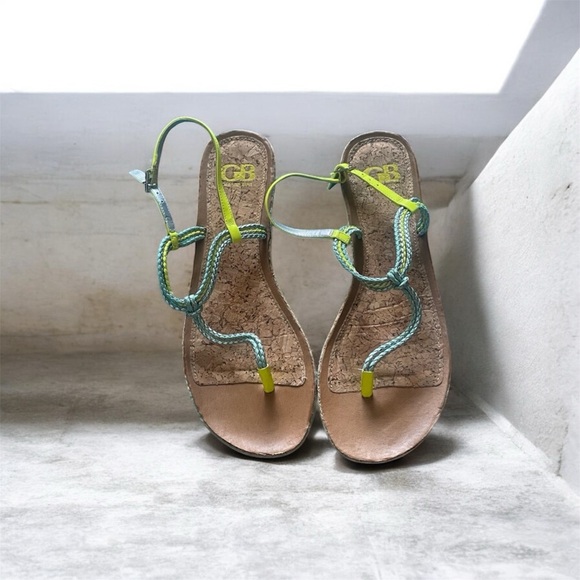 Gianni Bini Shoes - Gianni Bini Green and Tan Minimalist Sandals